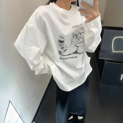 【トップス】春 秋 冬 カートゥーン プリント ラウンドネック Ｔシャツ 【FCシリーズ】