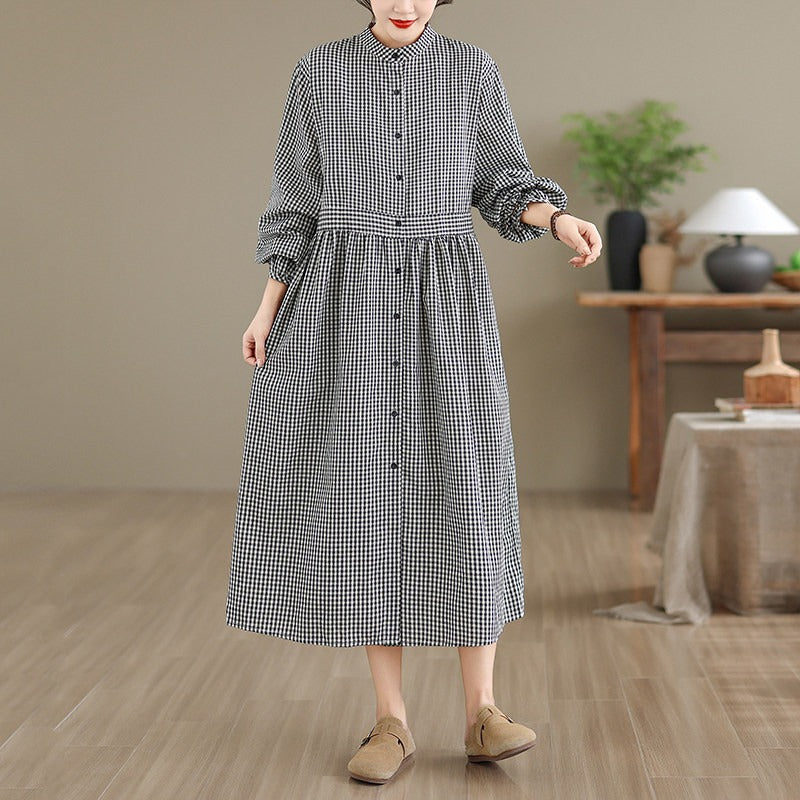 【ワンピース】ひざ下丈 ミモレ丈  レトロ ウエストシェイプ 長袖 ワンピース 【JZシリーズ】
