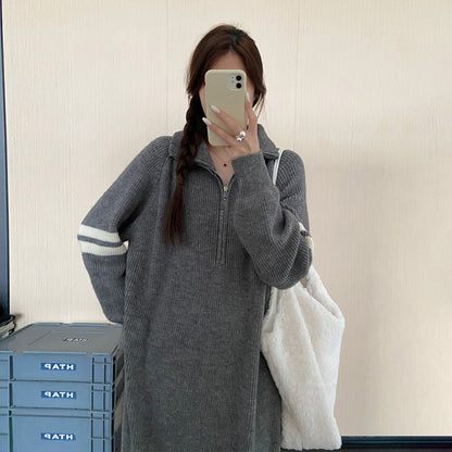 【ワンピース】ハイネックニットワンピース レディース 秋冬新作 ロング丈 体型カバー ゆったり 着回し【JZシリーズ】