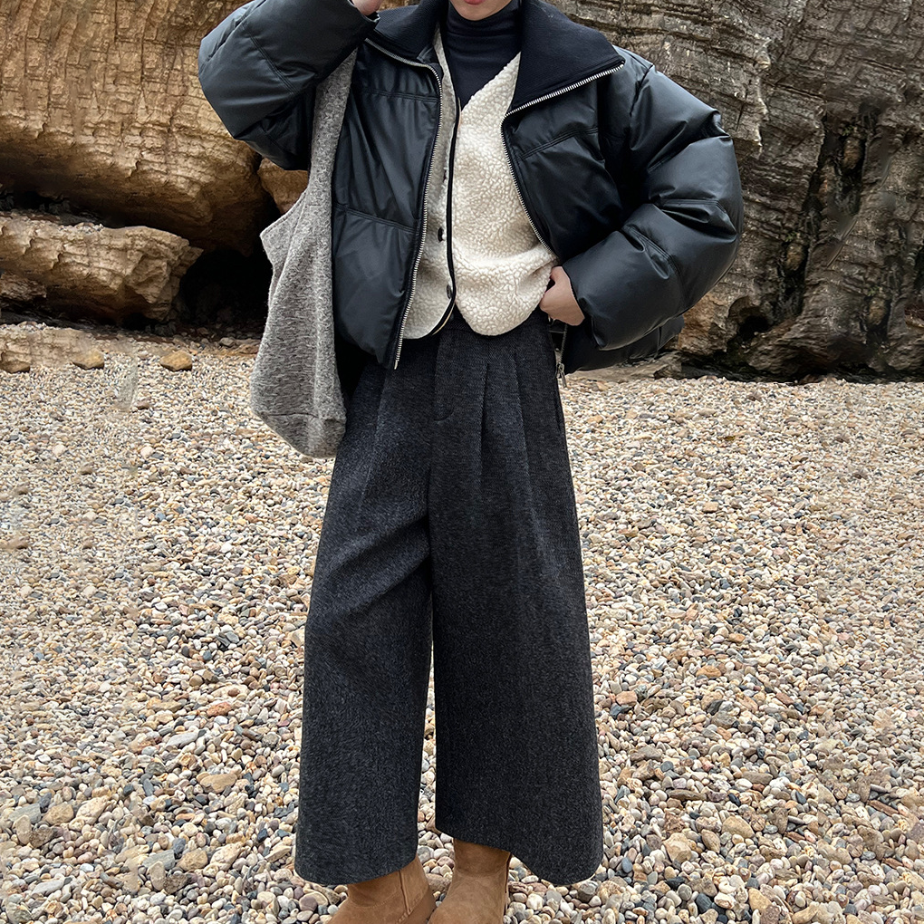 【アウター】冬新作 PUレザー切り替え ダウンコート レディース ショート丈 ホワイトダックダウン【JZシリーズ】