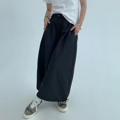 【ボトムス】シンプルシルエット 厚手素材 ブラック ロングスカート レディース【FCシリーズ】