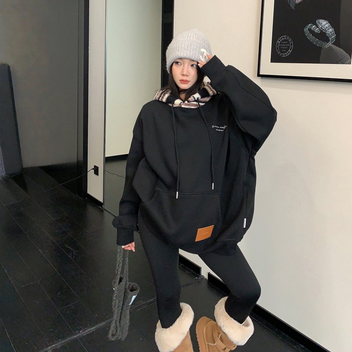 【トップス】切り替え 春 秋 冬 裏起毛 フード付き パーカー【FCシリーズ】