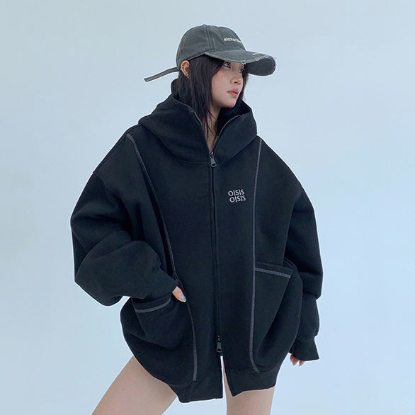 【アウター】カジュアル リラックスシルエット 刺繍フードジャケット レディース【FCシリーズ】