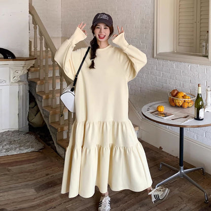 【ワンピース】リラックス感 スウェットワンピース 春秋 個性的 かわいい カジュアルゆったり 長袖ワンピース【JZシリーズ】