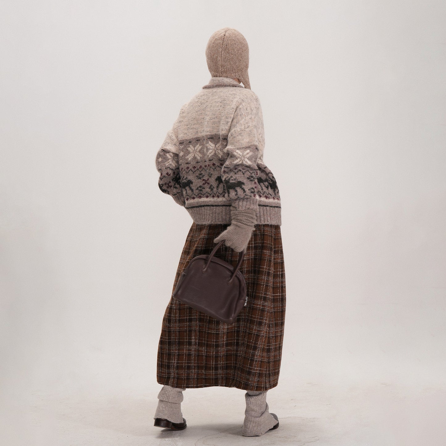 【ボトムス】冬にぴったりのチェック柄♡ ウール調 Aライン スカート ハイウエスト スタイルアップ効果も◎【JZシリーズ】【15~20日内発送】