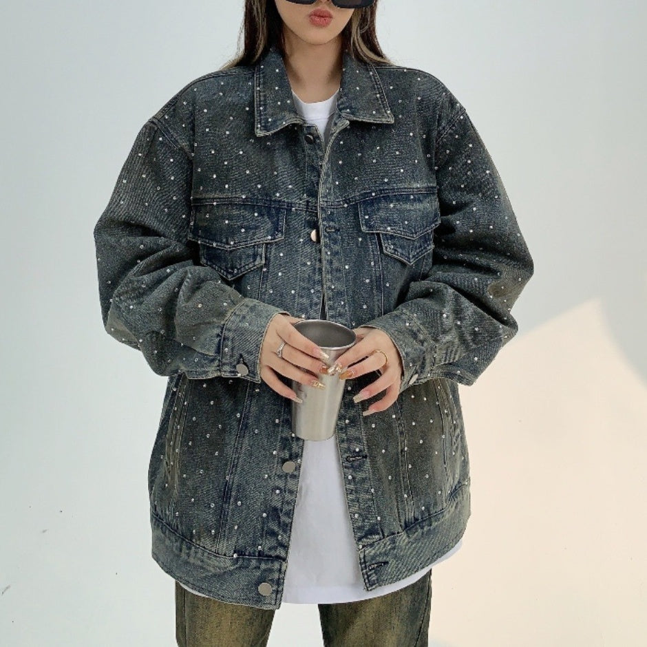 【24AW】【アウター】エメラルド  ヴィンテージ風  オーバーサイズ デニム ジャケット 【FCシリーズ】