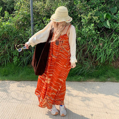 【ワンピース】M~4XL 大きいサイズ レディース リゾート風 日焼け対策 ノースリーブワンピース 体型カバー【SHシリーズ】