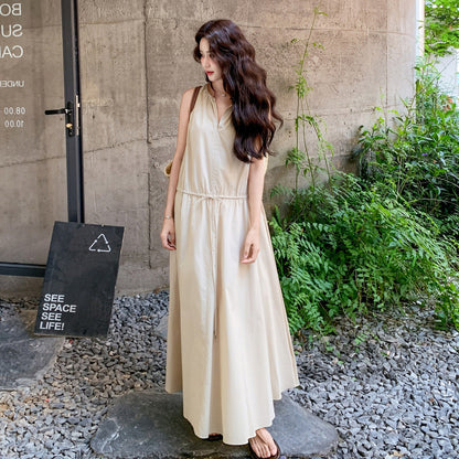 【ワンピース】Vネック ノースリーブ ワンピース レディース 夏新作 2026 きれいめ 体型カバー ロングワンピース【SHシリーズ】