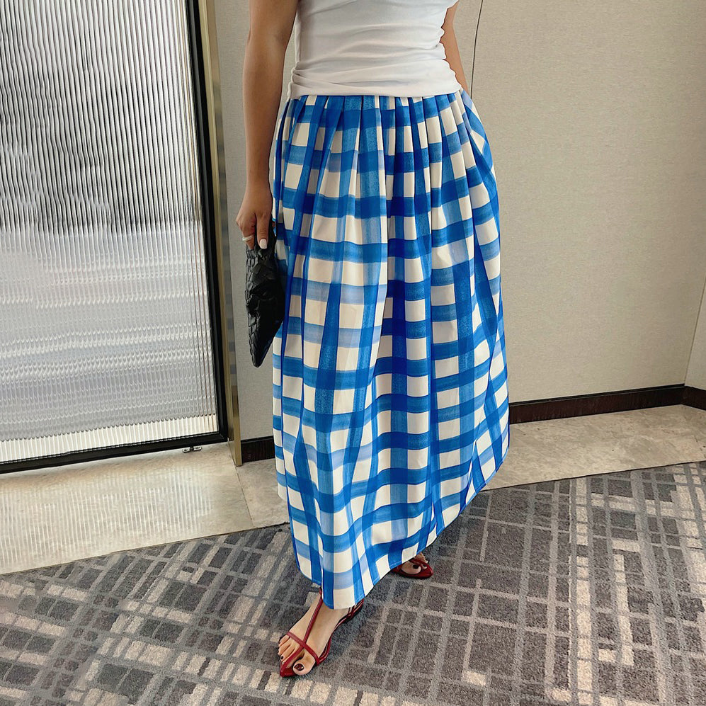 【ボトムス】韓国風 スリム見え 上品な雰囲気 ハイウエストミモレ丈フレアスカート 夏新作 ゆったりシルエット 【SHシリーズ】