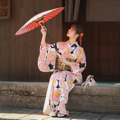 【ワンピース】夏 花火大会 黒×ピンク  ガーリー系 浴衣 【SHシリーズ】