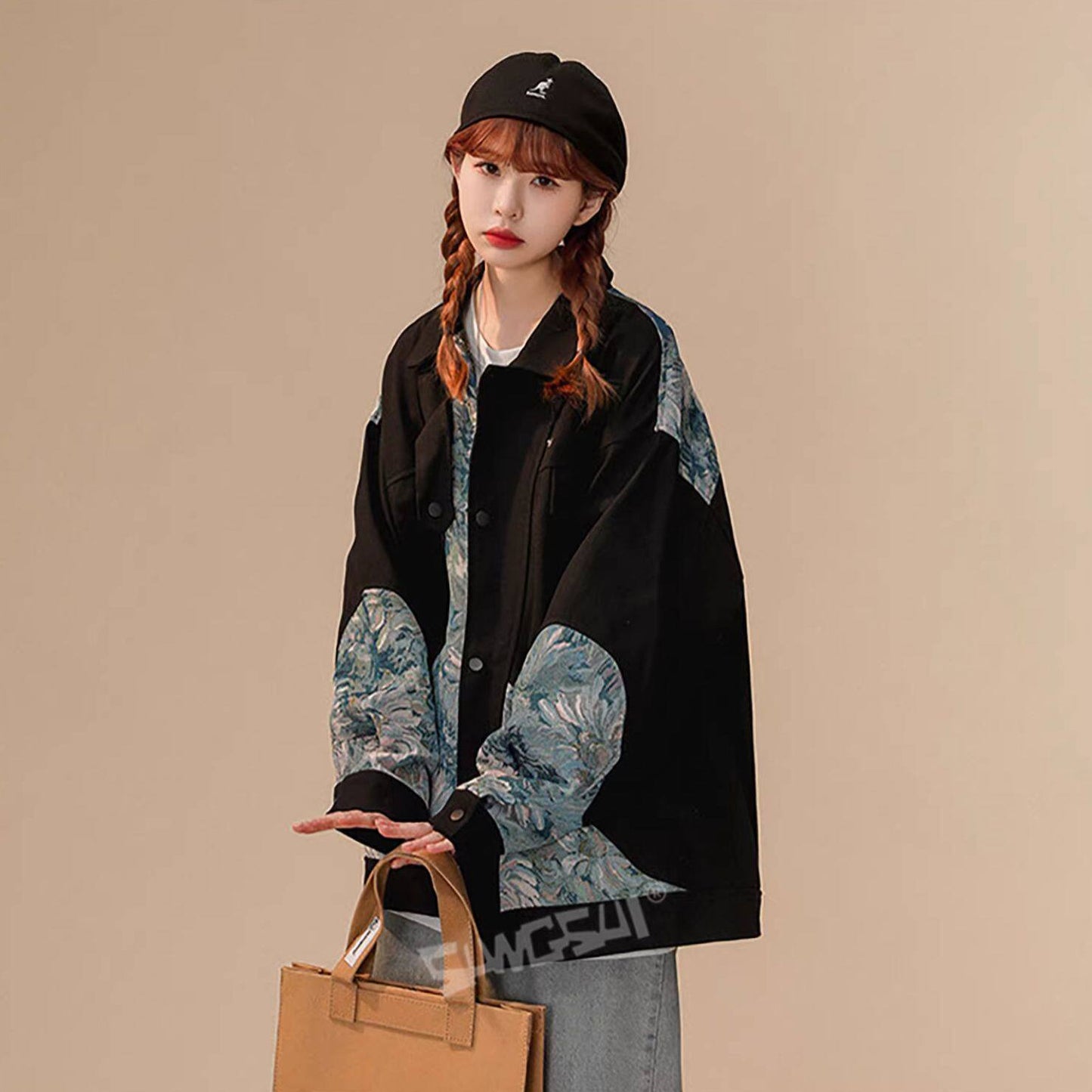 【アウター】花柄 ワーク風 ジャケット レディース INS カジュアル ゆったり ブルゾン【FCシリーズ】