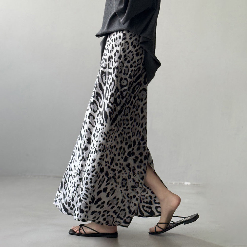 【ボトムス】夏新作 ハイウエスト 美脚効果 ヒョウ柄 スリット入り タイトスカート【JZシリーズ】【SHシリーズ】