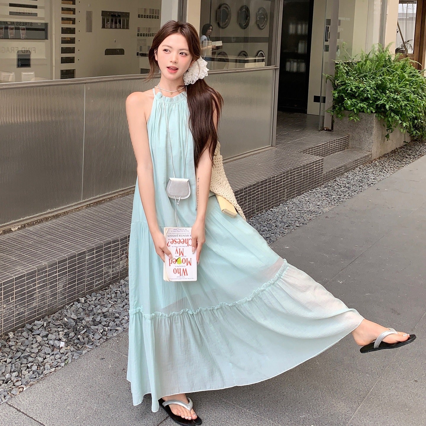 【ワンピース】フレンチスウィート バカンス風 ロマンティックな気質 ノースリーブワンピース