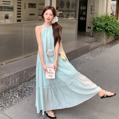 【ワンピース】フレンチスウィート バカンス風 ロマンティックな気質 ノースリーブワンピース