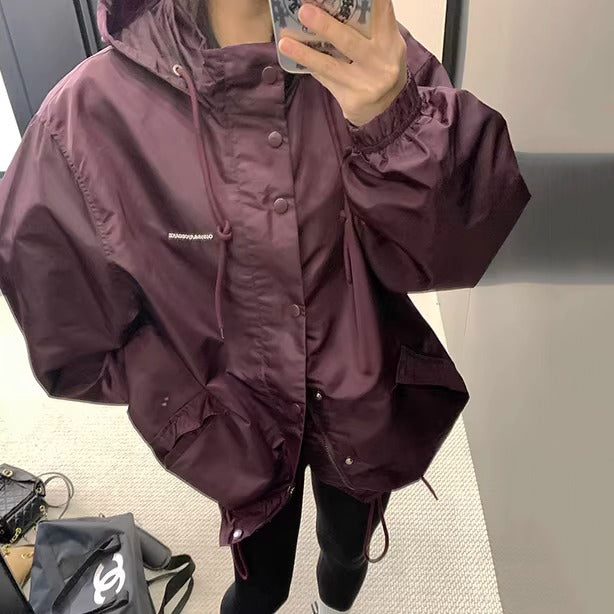 【アウター】 ニマルデザイン ブラック ゆったり ジャケット コクーンシルエット トレンチコート レディース【FCシリーズ】