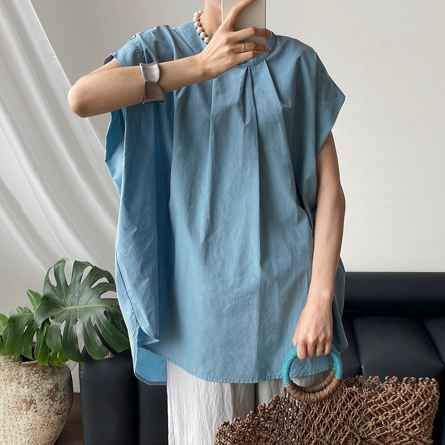 【トップス】韓国風 ラウンドネック プルオーバー 夏新作 ゆったりシルエット 雰囲気たっぷり シャツ【JZシリーズ】