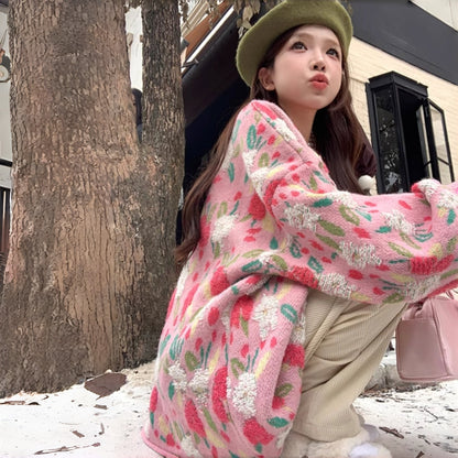 【アウター】高級感 スウィート プラスサイズ 花柄 合わせやすい カーディガン【SHシリーズ】