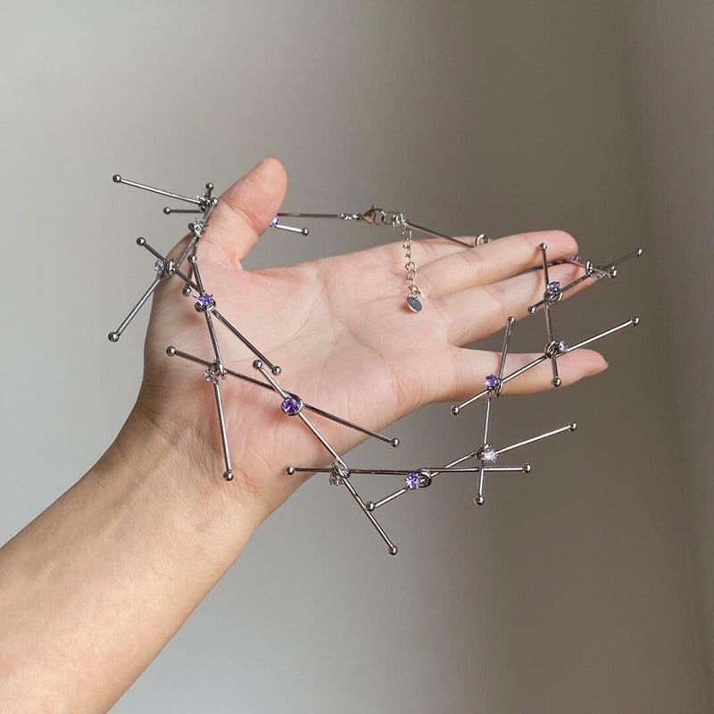 【🎁 B2G1｜先行スタート！】【グッズ】パンク風 アシンメトリー幾何ラインネックレス｜チョーカー｜個性派ヨーロッパ風アクセ