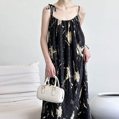 【ワンピース】夏 韓国風 花柄 レトロ ゆったり ドレープ ノースリーブ ワンピース【JZシリーズ】【SHシリーズ】