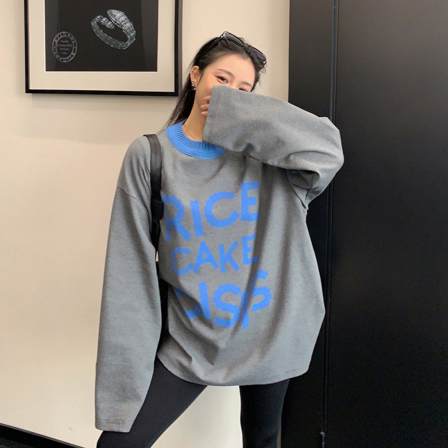 【トップス】ルーズ＆ラフ感 カラーブロックプリント 長袖Tシャツ オーバーサイズ レディース カジュアル【FCシリーズ】