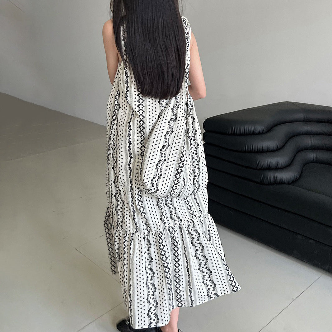 【ワンピース】バッグ付き 韓国風 気質 民族風 フラワープリント 夏新作 ノースリーブワンピース【SHシリーズ】