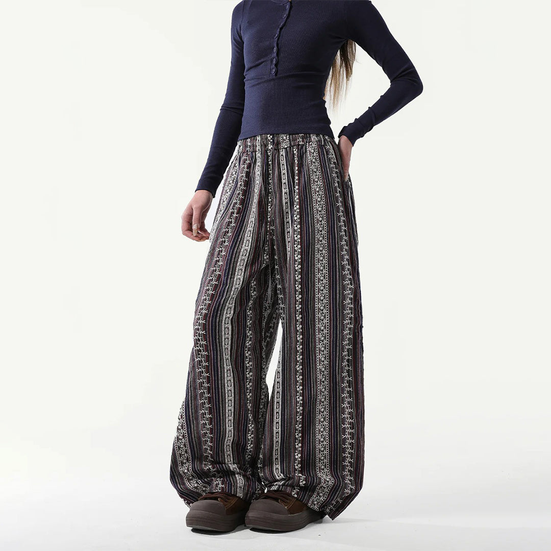 【ボトムス】春夏秋冬 アメリカンスタイル ジャカード しま模様 パンツ【FCシリーズ】