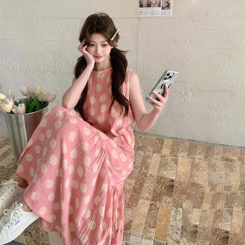 【ワンピース】ガーリー 夏 バカンス風ドーパミン 爆売れ ノースリーブワンピース【SHシリーズ】