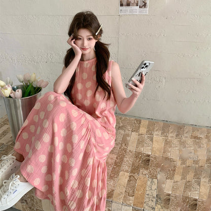 【ワンピース】ガーリー 夏 バカンス風ドーパミン 爆売れ ノースリーブワンピース【SHシリーズ】