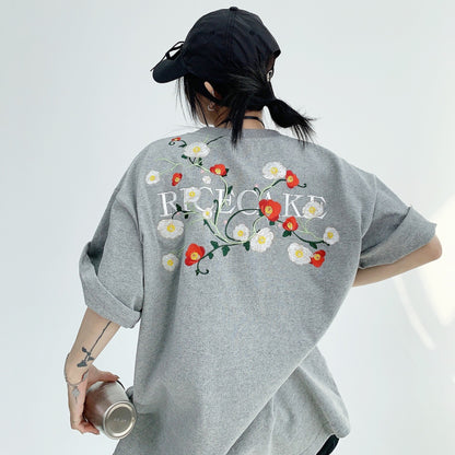 【24AW】【トップス】刺繍 コットン100% 300G ゆるリラックス ストリート Ｔシャツ 【FCシリーズ】