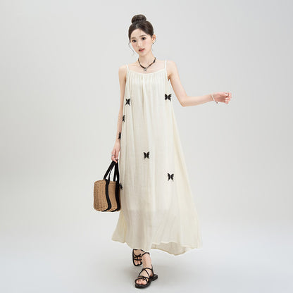 【ワンピース】夏新作 ゆったりシルエット ノースリーブキャミワンピース バカンス風【SHシリーズ】