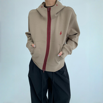 【アウター】春 秋 冬 バイカラー ジッパー スリム フード付き ジャケット 【FCシリーズ】