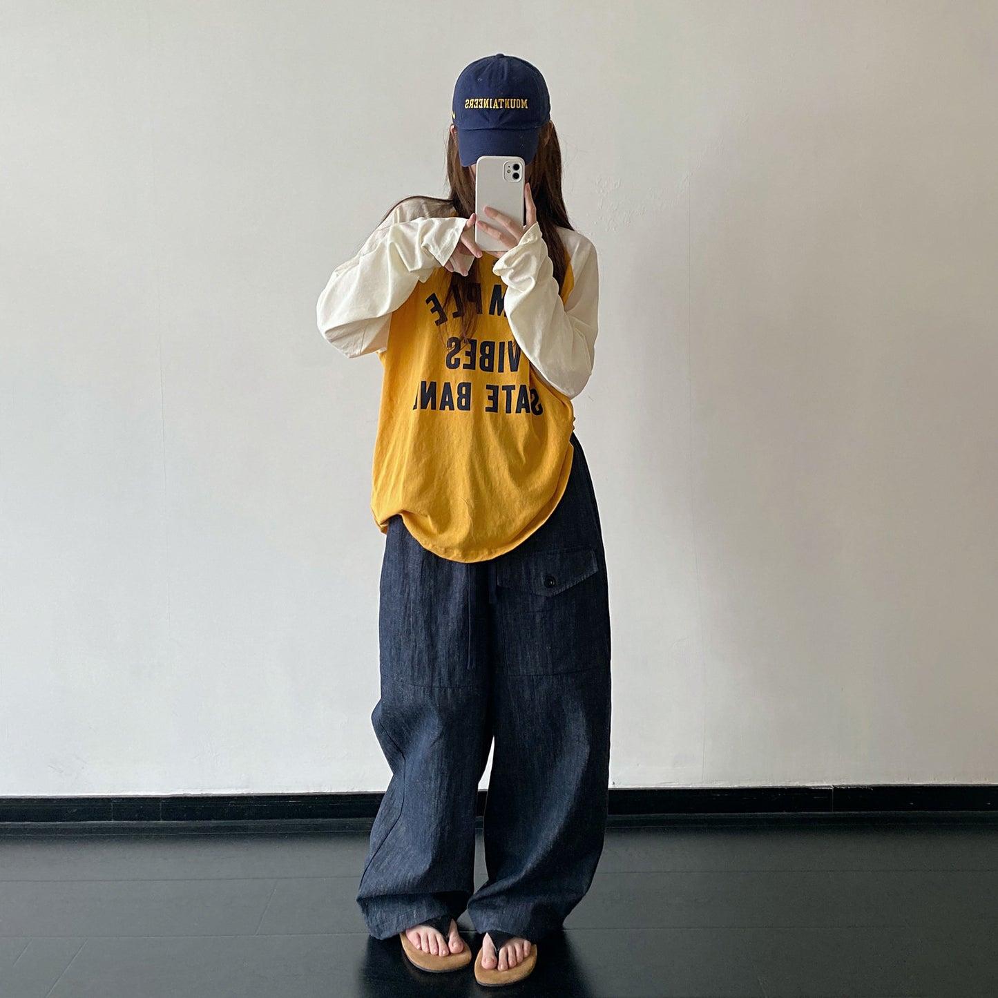【トップス】アメリカンレトロ ロゴプリントロンT レディース メンズ ビッグシルエット 配色デザイン Ｔシャツ【FCシリーズ】