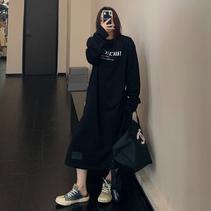 【ワンピース】フロッキーロゴスウェットワンピ レディース クルーネック ロング丈 リラックス 秋コーデ【FCシリーズ】