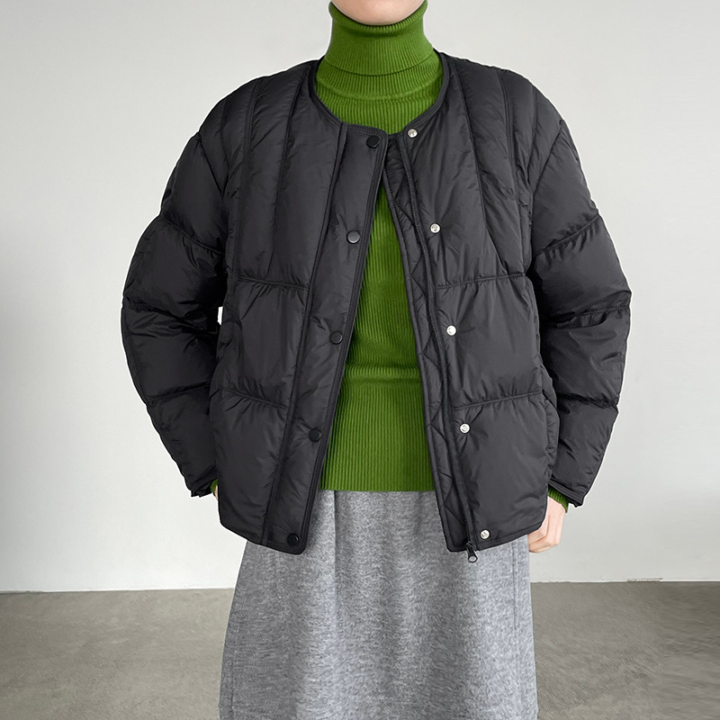 【アウター】ニットショール付き ❤ 90％ホワイトダックダウン入り ショートダウンジャケット 着回し【JZシリーズ】