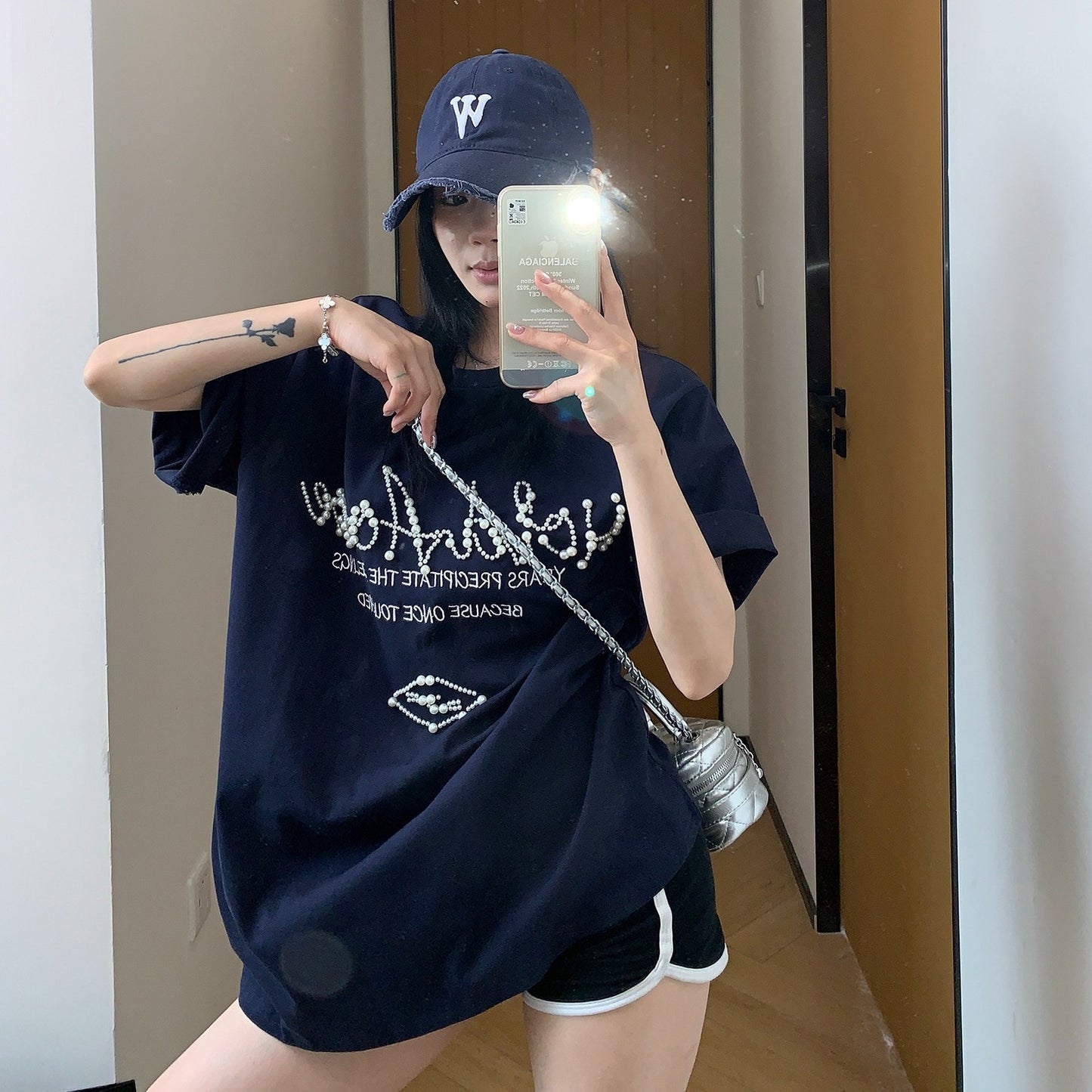 【トップス】夏 ビーズ装飾  ゆるリラックス Ｔシャツ 【FCシリーズ】