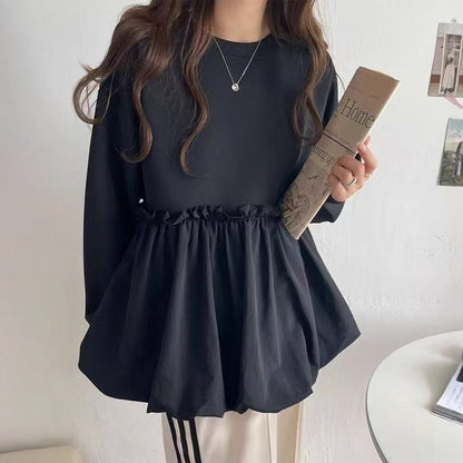 【トップス】春秋新作 裾切替 ゆったり長袖プルオーバー スウェット パーカー