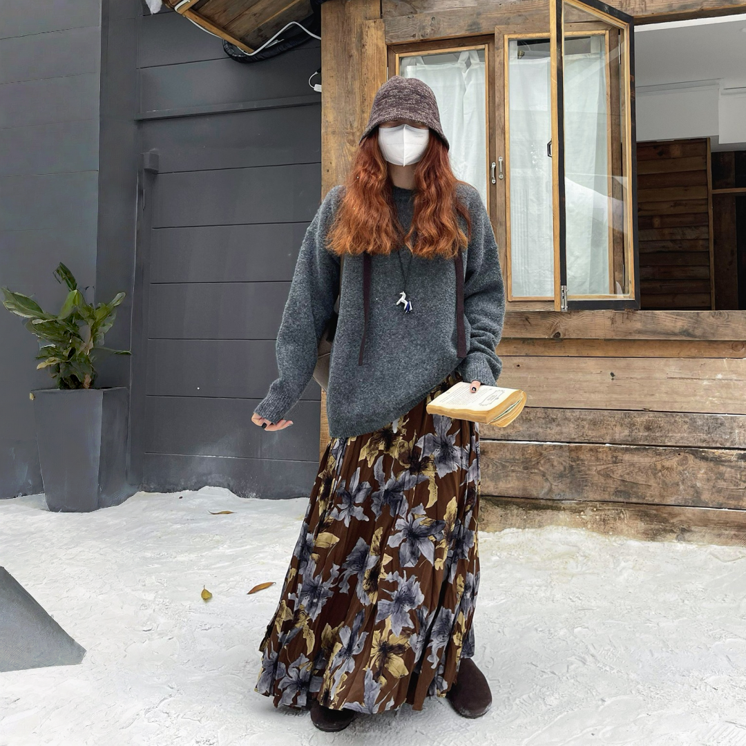 【ボトムス】春 秋 冬 レトロ 厚手 大振裾 スカート 【SHシリーズ】