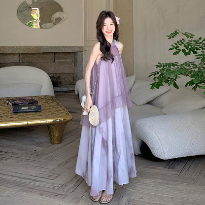 【ワンピース】フレンチ温柔感 フェイクツーインワンピース ノースリーブドレス【SHシリーズ】