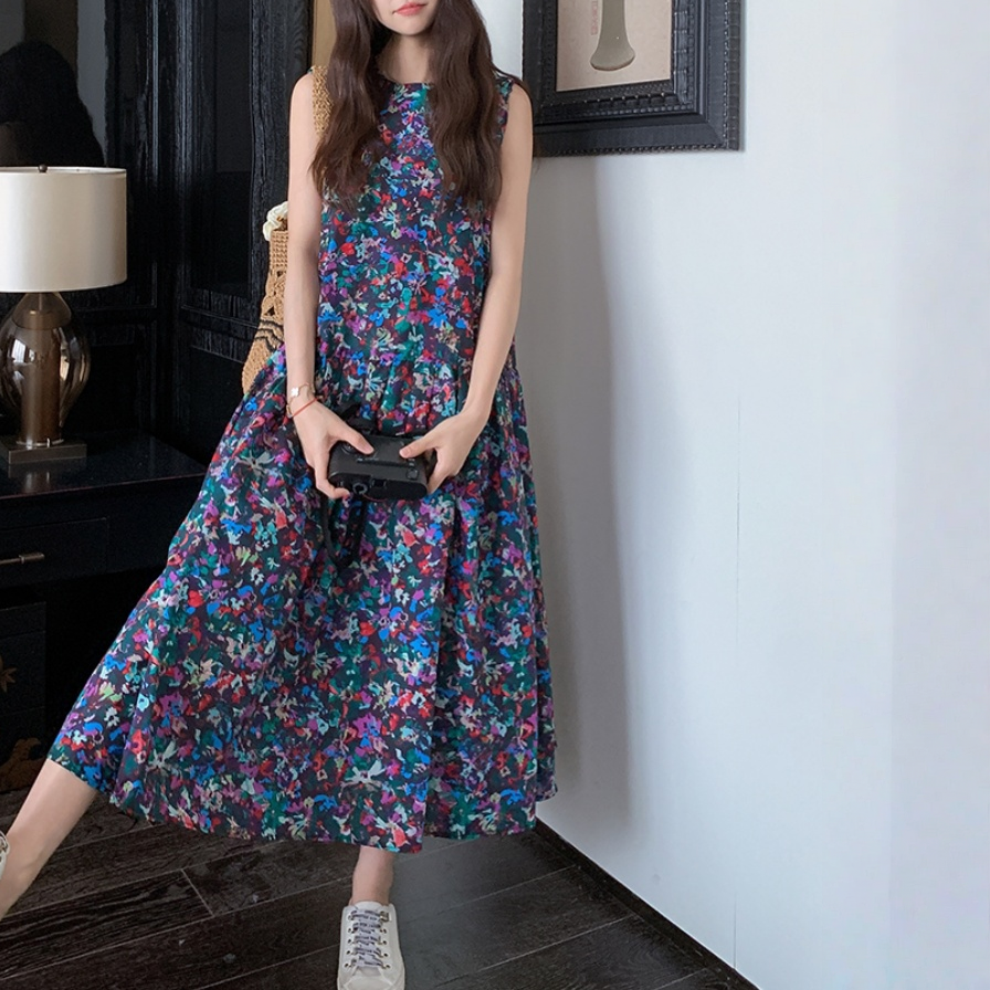 【ワンピース】ドーパミンカラー リラックス感 ユニーク ノースリーブ ワンピース 【SHシリーズ】