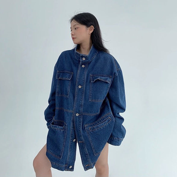 【アウター】アメリカンヴィンテージ風 ヘビーウェイトデニムジャケット レディース ミドル丈 ワーク風【FCシリーズ】