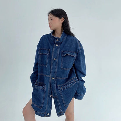 【アウター】アメリカンヴィンテージ風 ヘビーウェイトデニムジャケット レディース ミドル丈 ワーク風【FCシリーズ】
