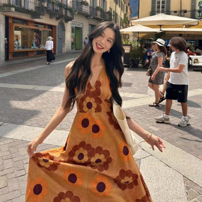 【ワンピース】沖縄旅行 ノースリーブ リゾートワンピース レディース 夏 花柄 キャミワンピース ボヘミアン ビーチコーデ【SHシリーズ】