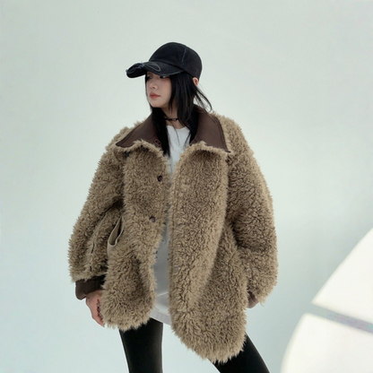 【アウター】春 秋 冬 ムートン調 リバーシブル仕様 ボア 保温 ヴィンテージ風 ジャケット 【FCシリーズ】