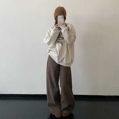 【トップス】裏起毛・厚手 ヒョウ柄スター パーカー ヴィンテージ風 ルーズ スウェット【FCシリーズ】