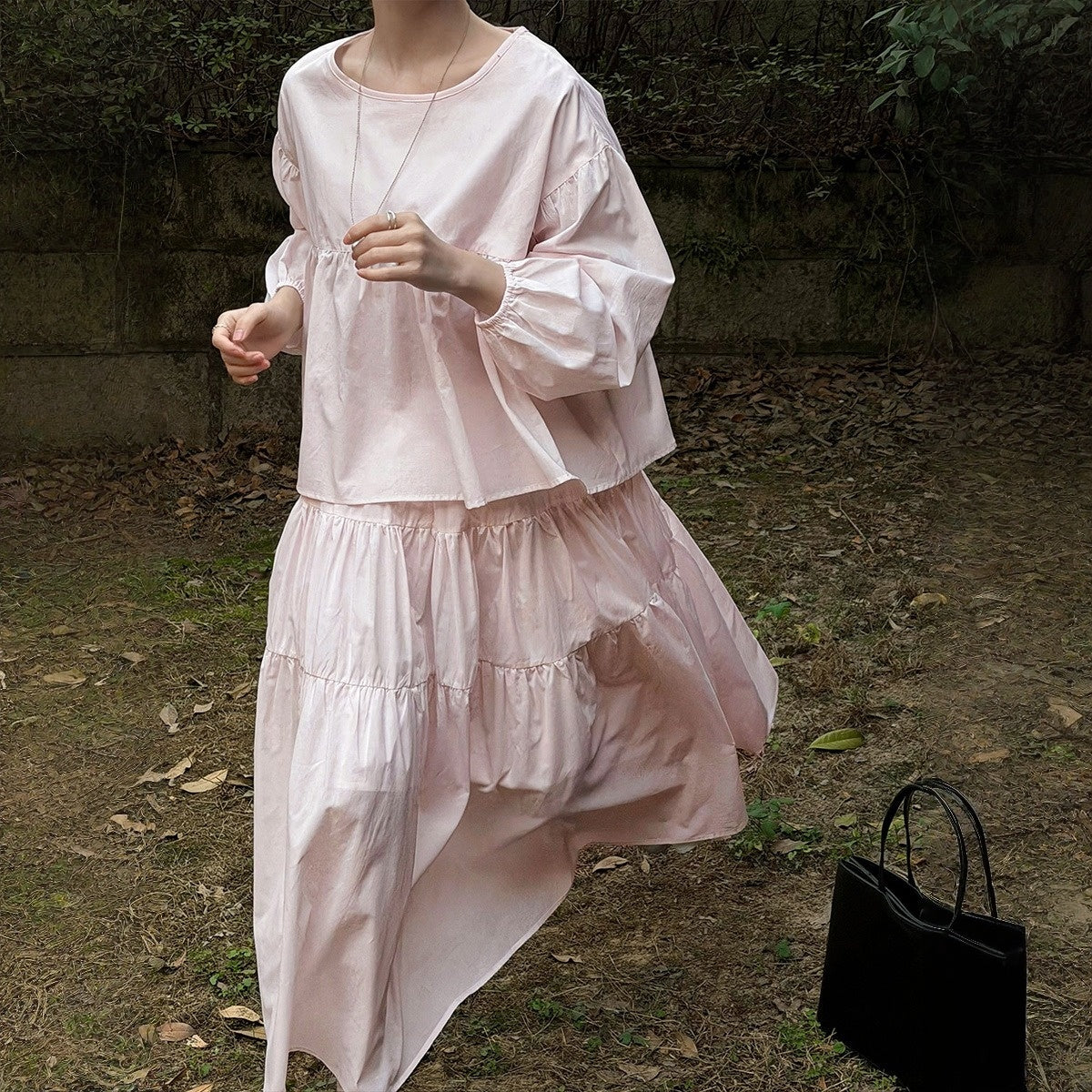 【セットアップ】スウィート ドール風ブラウス + フレアスカート 2点上下セット 【JZシリーズ】