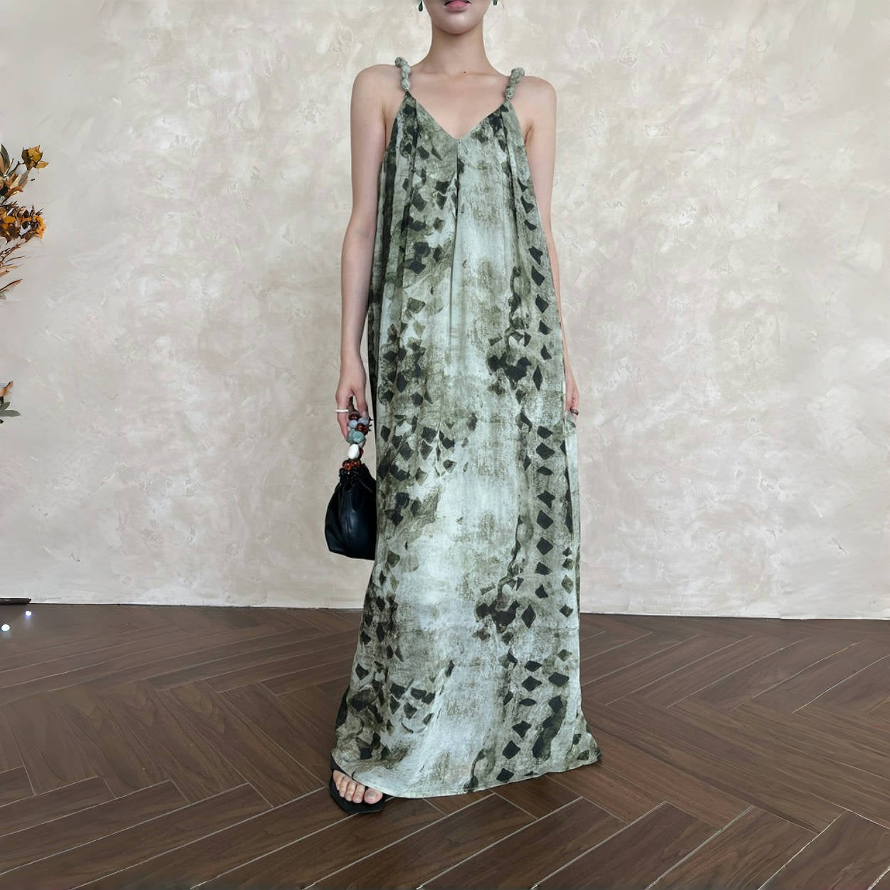 【ワンピース】夏 花柄 ニュアンス染め ニュアンス染め ノースリーブ ワンピース 【SHシリーズ】