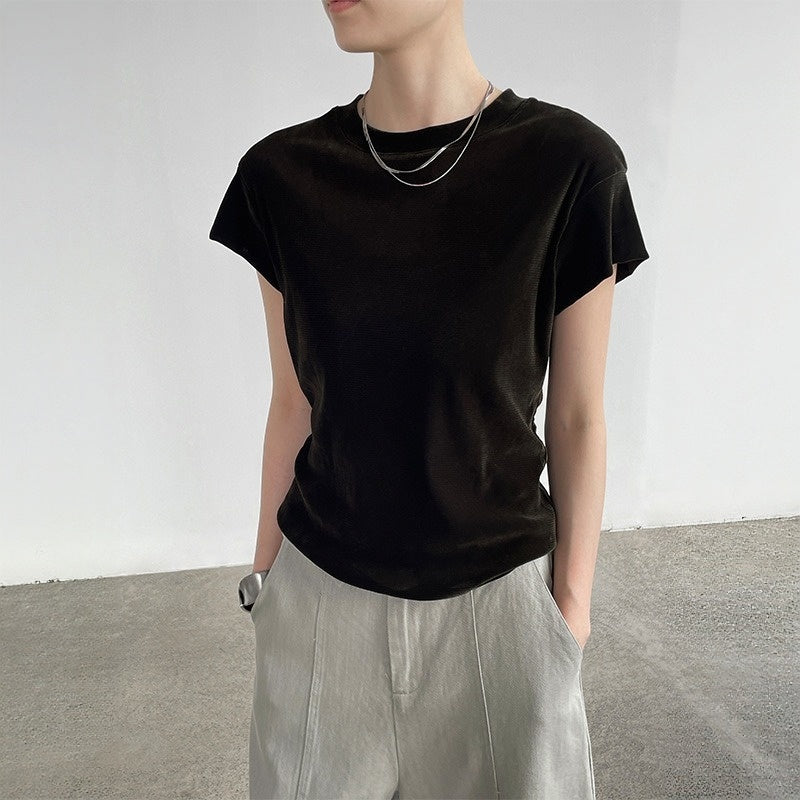 【ワンピース】クルーネック 細見え ベロア 細見え 半袖 Ｔシャツ 【JZシリーズ】