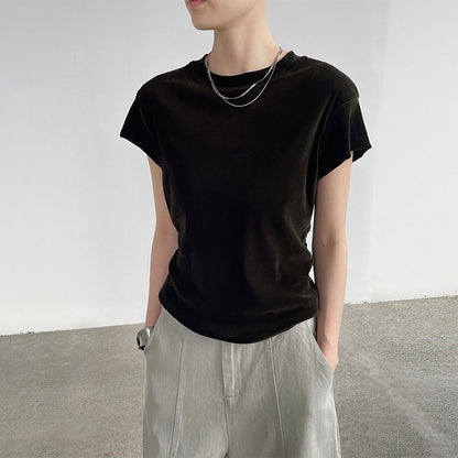 【ワンピース】クルーネック 細見え ベロア 細見え 半袖 Ｔシャツ 【JZシリーズ】