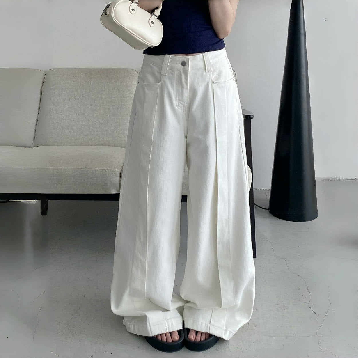 【ボトムス】春 秋 冬 夏 レトロ  ハイウエスト デニム パンツ 【FCシリーズ】