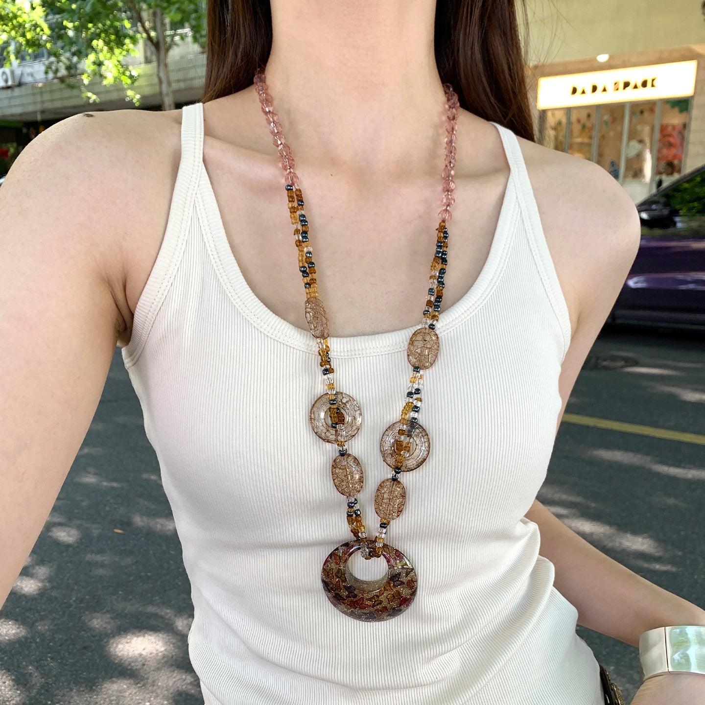 【🎁 B2G1｜先行スタート！】【グッズ】レトロギャル風 バタフライ レオパード ビーズネックレス レディース 個性派 ロングネックレス チョーカー 民族風 アクセサリー